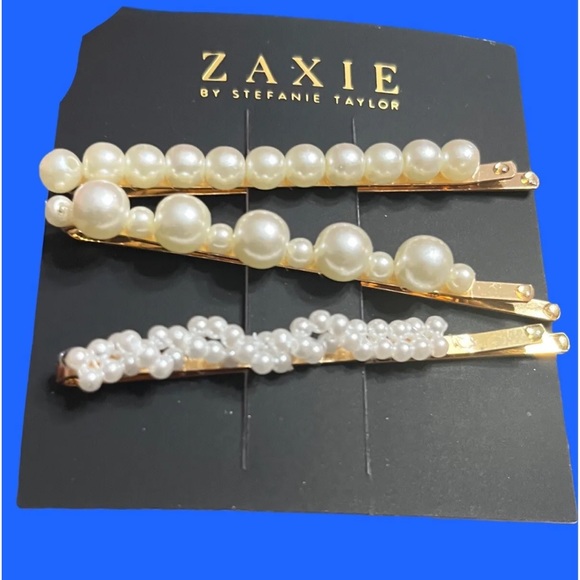 ZAXIE by Stefanie Taylor Pearl Hair Clips New With Tags MSRP $38 - Picture 4 of 12